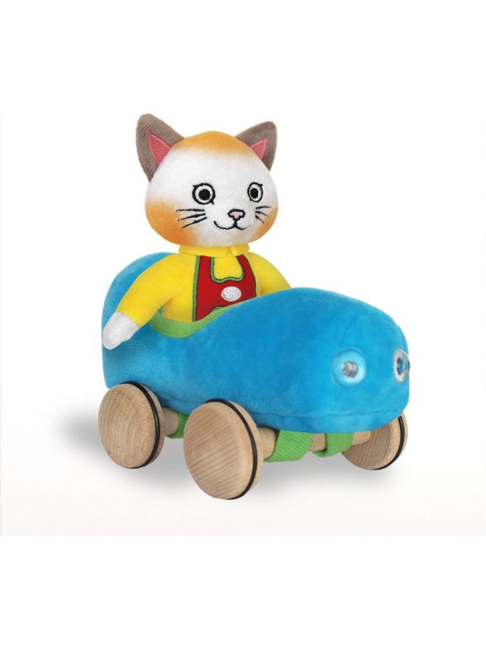 Huckle Cat Soft Toy with Busytown Blue Car | 2-in-1 Plush Toy for Kids